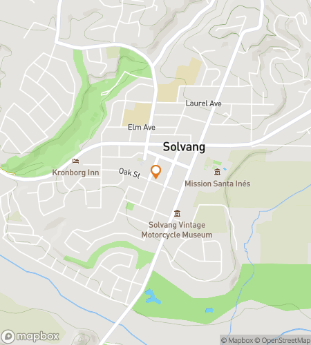 Map of scavenger hunt walking tour for Solvang Ghost Hunt