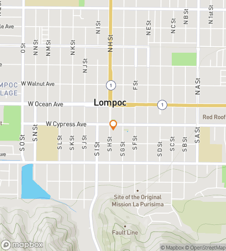 Map of scavenger hunt walking tour for Lompoc‘s Loopy Treasure Hunt