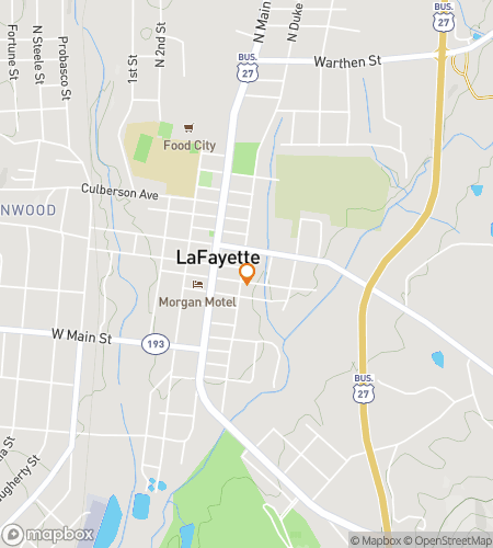 Map of scavenger hunt walking tour for Downtown LaFayette‘s Lively Loot Hunt
