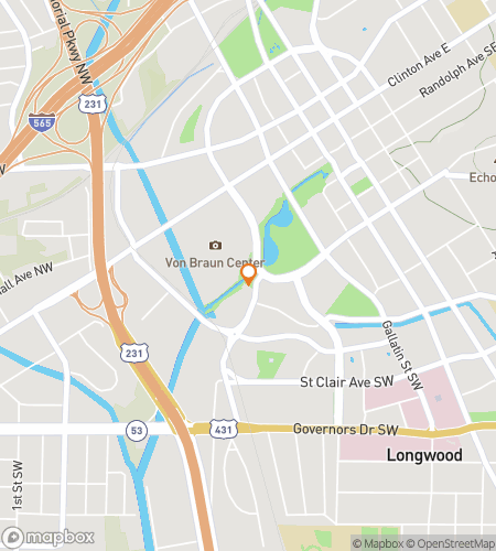 Map of scavenger hunt walking tour for Ready, Set, Hunt!: The High-Speed Huntsville Chase