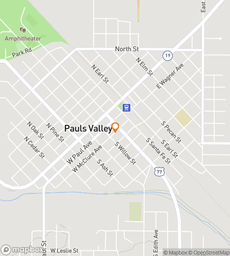 Map of scavenger hunt walking tour for Pauls Valley Puzzling Pursuit