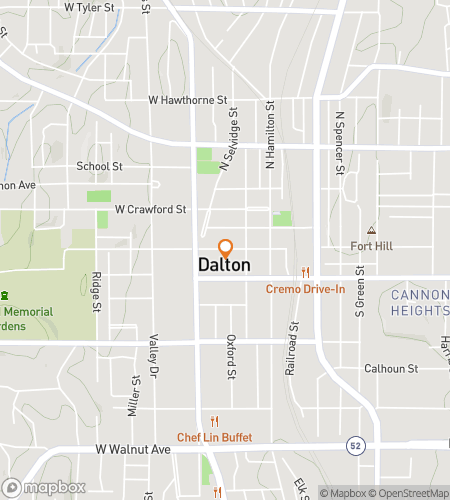 Map of scavenger hunt walking tour for Dalton Carpet Capital City Quest