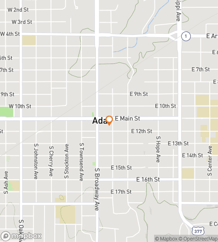 Map of scavenger hunt walking tour for Ada's Downtown Delight Hunt