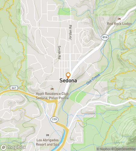 Map of scavenger hunt walking tour for Uptown Sedona Slickrock Scramble