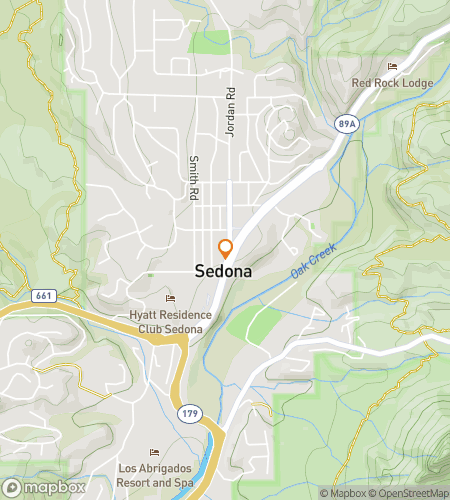 Map of scavenger hunt walking tour for Uptown Sedona Slickrock Scramble