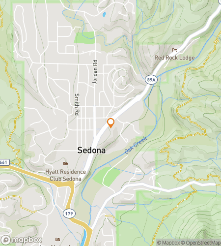 Kaart van scavenger hunt wandeltocht voor Sedona Arizona Bar Hunt