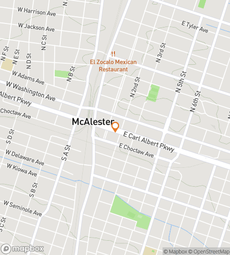 Scavenger hunt -kävelykierroksen kartta McAlester's Coal-tastic Scavenger Hunt -kierrokselle