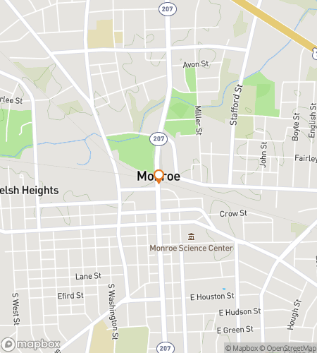 Map of scavenger hunt walking tour for Monroe Parks & Brick-Street Challenge