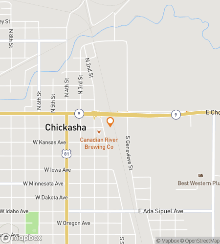 Map of scavenger hunt walking tour for Chickashas Downtown Delightful Discovery