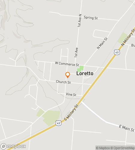 Map of scavenger hunt walking tour for Loretto Loot & Legends Hunt