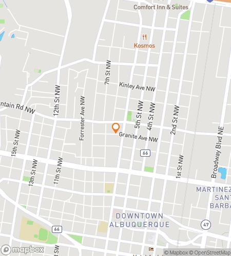 Map of scavenger hunt walking tour for Art In Albuquerque