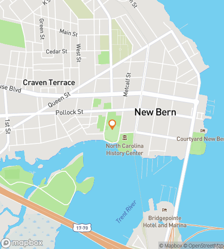 Map of scavenger hunt walking tour for No Rest for the Berned&colon; The Haunted New Bern Hunt