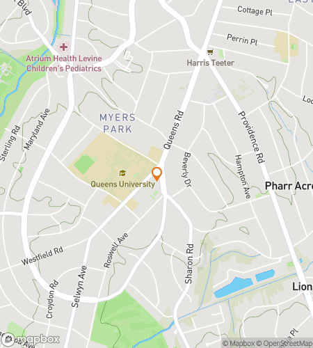 Map of scavenger hunt walking tour for Queens University of Charlotte Hunt