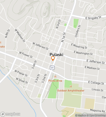 Map of scavenger hunt walking tour for Pulaski‘s Puzzling Pursuit