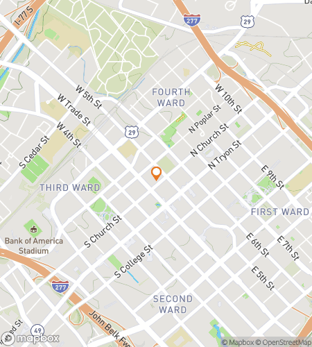 Map of scavenger hunt walking tour for Charlotte Ghost Hunt