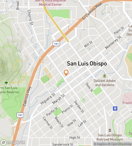 Map of scavenger hunt walking tour for San Luis Obispo California Bar Hunt
