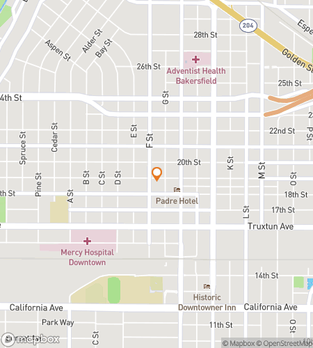 Map of scavenger hunt walking tour for Resilient Bakersfield