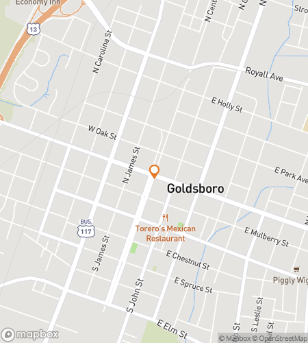 Map of scavenger hunt walking tour for  Goldsboro scavenger hunt