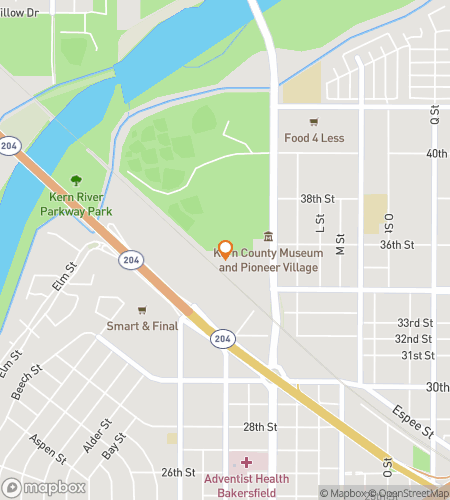 Map of scavenger hunt walking tour for Kern County Museum Scavenger Hunt