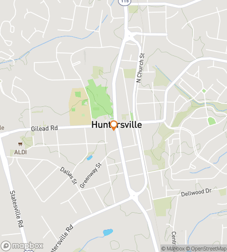 Map of scavenger hunt walking tour for Huntersville's Pines & Puzzles