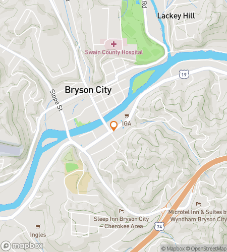 Map of scavenger hunt walking tour for Bryson City Scavenger Hunt