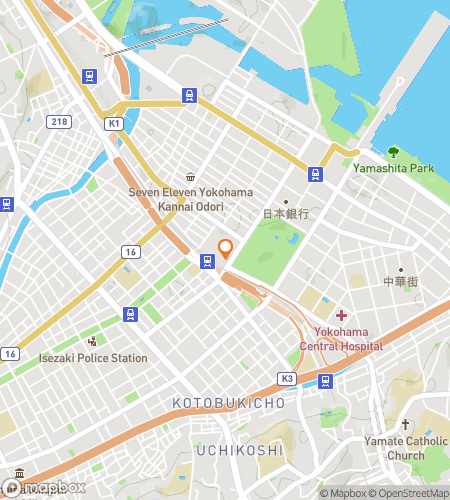 Map of scavenger hunt walking tour for Waves, Wheels & Wonders: Tales of Yokohama