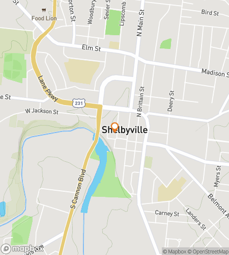 Map of scavenger hunt walking tour for Shelbyville Sidewalk Shenanigans