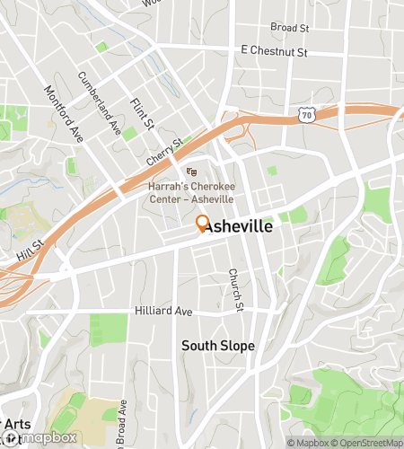 Map of scavenger hunt walking tour for From Ashes to Asheville