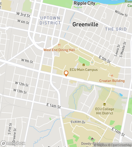 Map of scavenger hunt walking tour for Pirate Clues & Campus Views: The ECU Hunt