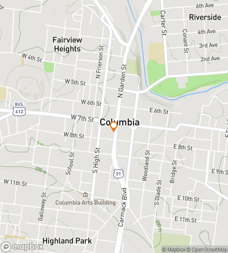 Map of scavenger hunt walking tour for Columbia Tennessee scavenger hunt