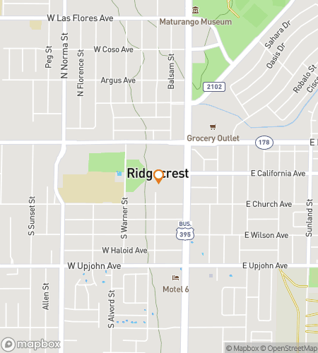 Map of scavenger hunt walking tour for Ridgecrest Road-Trip Oasis & Local Legends