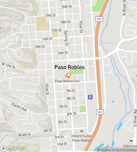 Map of scavenger hunt walking tour for Paso Robles Puns & Plunder Hunt