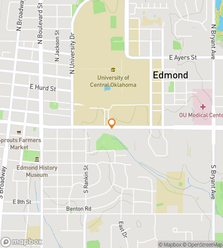 Map of scavenger hunt walking tour for Ride with the Bronchos: UCO Campus Quest