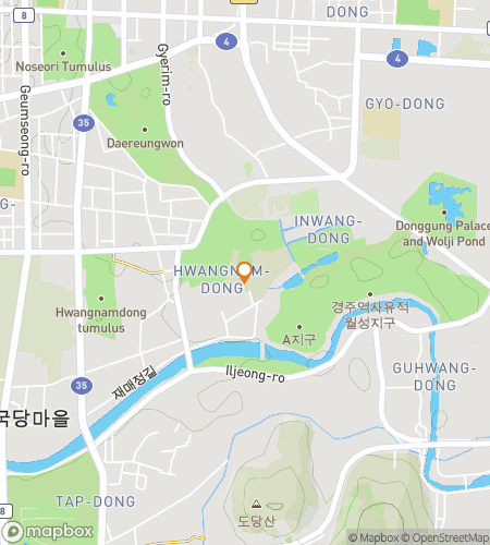 Map of scavenger hunt walking tour for Treasure in the Temple Town: A Gyeongju Time Travel Hunt