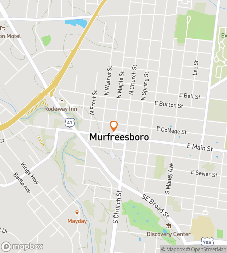 Map of scavenger hunt walking tour for Murfreesboro Tennessee Bar Hunt