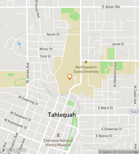 Map of scavenger hunt walking tour for Tahlequah Treasure Trove Trail