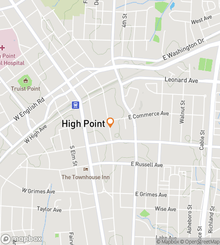 Map of scavenger hunt walking tour for High Point Pursuit Party