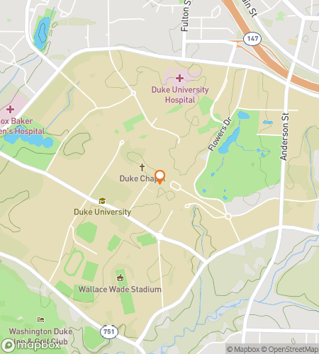 Map of scavenger hunt walking tour for Books and Basketball at Duke University