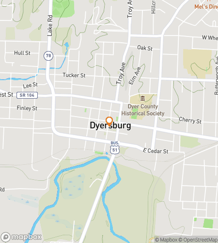 Map of scavenger hunt walking tour for Downtown Dyer Dashers‘ Discovery