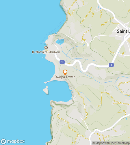 Map of scavenger hunt walking tour for San Lawrenz’s Wild West Coast Quest