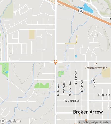 Map of scavenger hunt walking tour for Broken Arrow Main Street Glow & Makers Market Quest