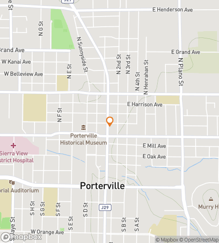Map of scavenger hunt walking tour for Porterville‘s Puzzling Pursuit