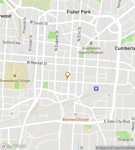 Map of scavenger hunt walking tour for Greensboro Plaza Pulse Adventure