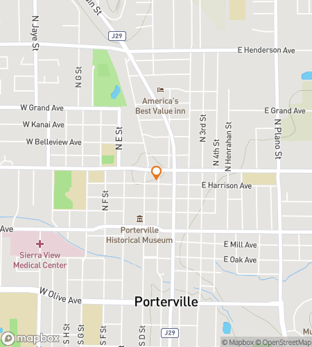 Map of scavenger hunt walking tour for Porterville's Puzzling Pursuit