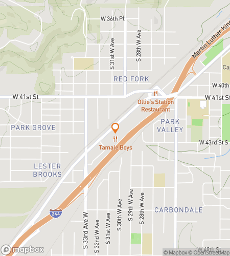 Térkép a gyalogos kincsvadász túrához a Parkvalley Redfork Tulsa kincsvadászatához