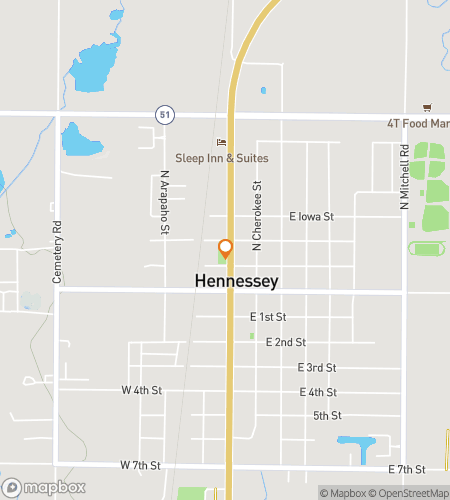 Map of scavenger hunt walking tour for Hennessey Hoedown Scavenger Hunt