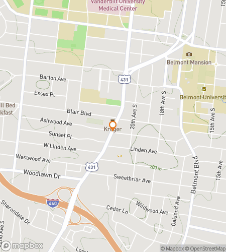 Карта пешеходного тура по квесту для Бельмонтского университета