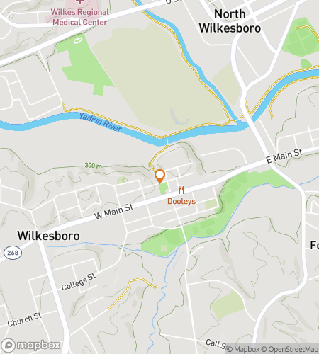 Map of scavenger hunt walking tour for Wilkesboro Wacky Whizbang Hunt