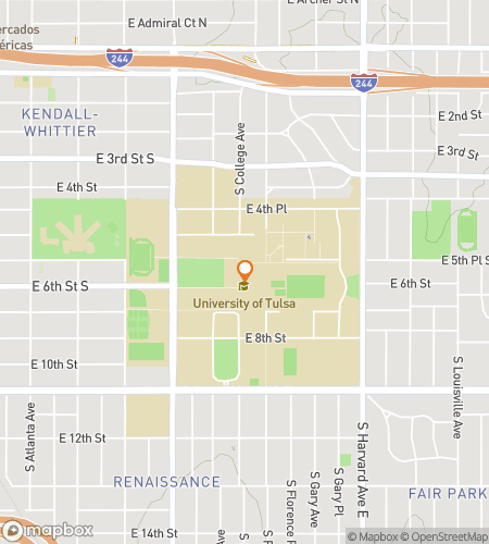 Map of scavenger hunt walking tour for University of Tusla Hunt