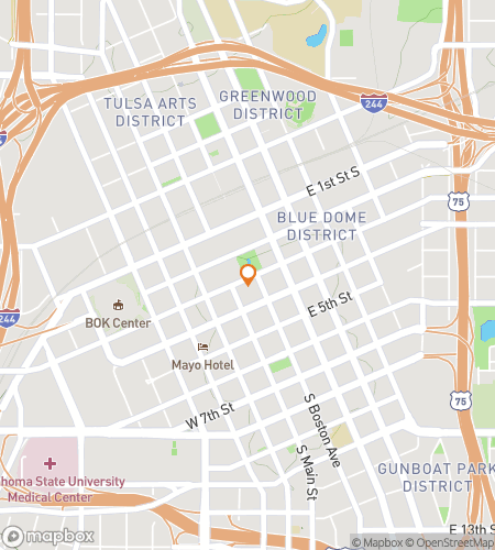 Map of scavenger hunt walking tour for Tulsa Exciting Treks & Trivia